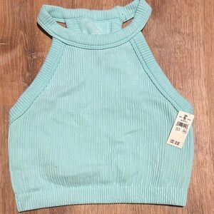 Women's Ribbed Halter Top - teal